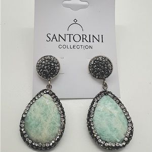 Santorini Collection Aqua Stone and Pave drop earring